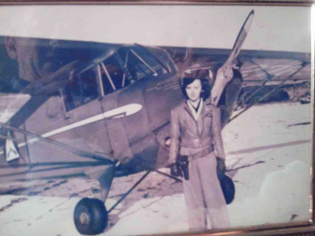 This is a picture of my Aunt Lorraine, a pilot. This picture was probably taken sometime in the 1940s.