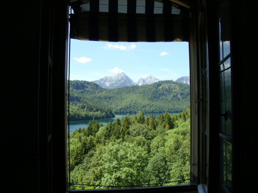 We were permitted to take this photo looking out of Ludwig II's study window! The lake below is Swan Lake, where we ate lunch!
