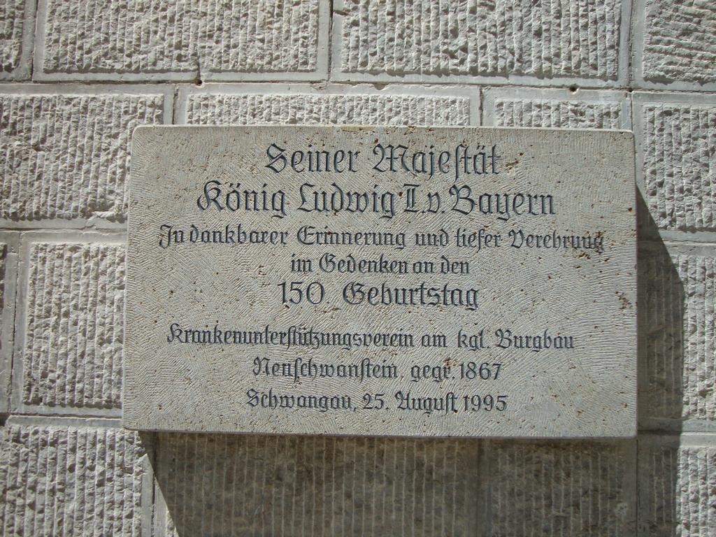 A plaque celebrating the 150th birthday of Ludwig II.