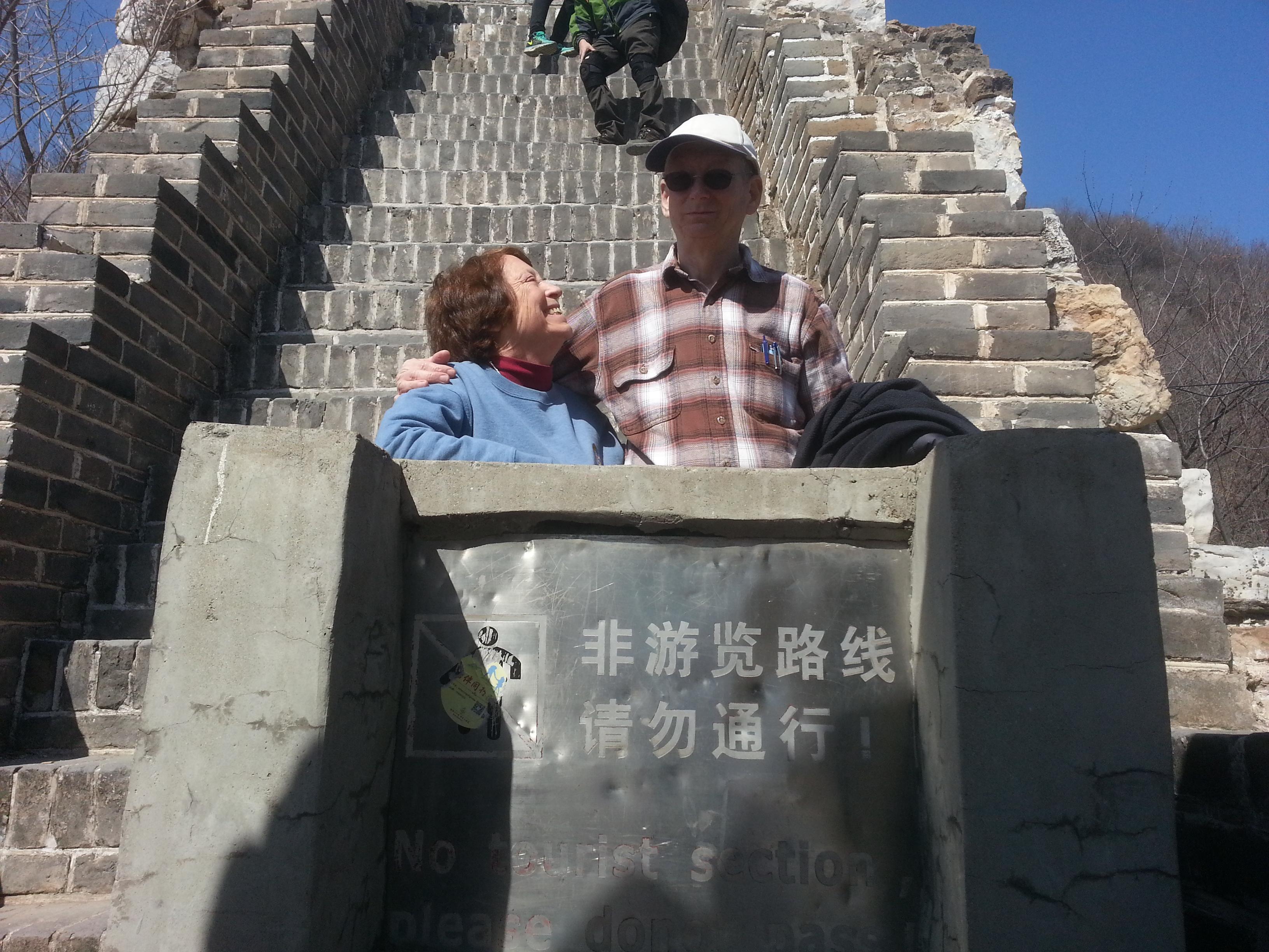 YEA! We made it to the top! The steps behind us actually go a little further up, but according to the sign we are standing behind, it is off-limits to tourists!