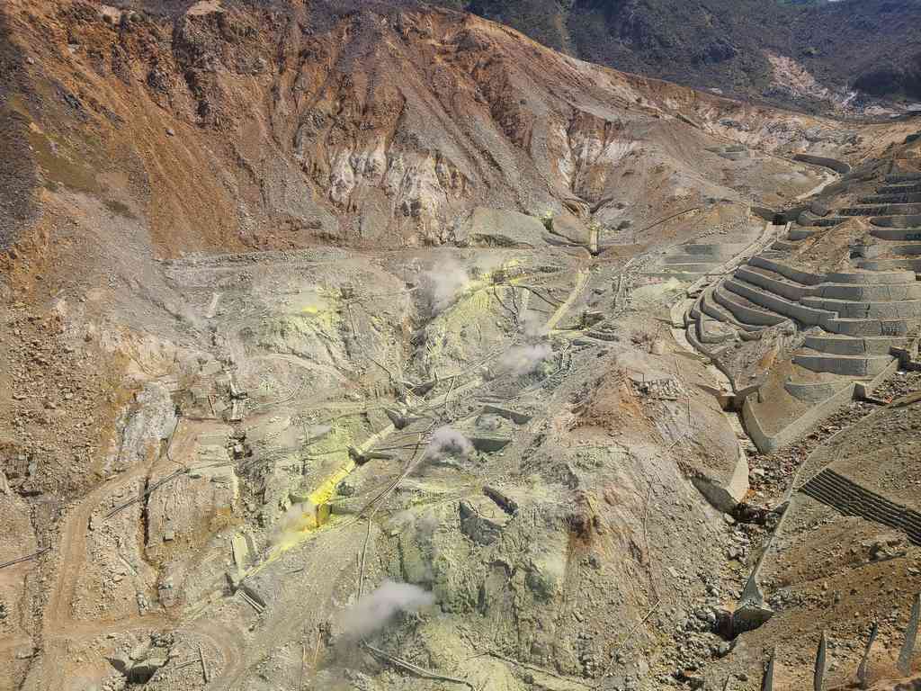 A picture of Owakudani taken from the cable car as we crossed the great boiling valley. Notice the sulphur on the ground that has surfaced from the turbulent actions of the 3,000-year-old volcano.