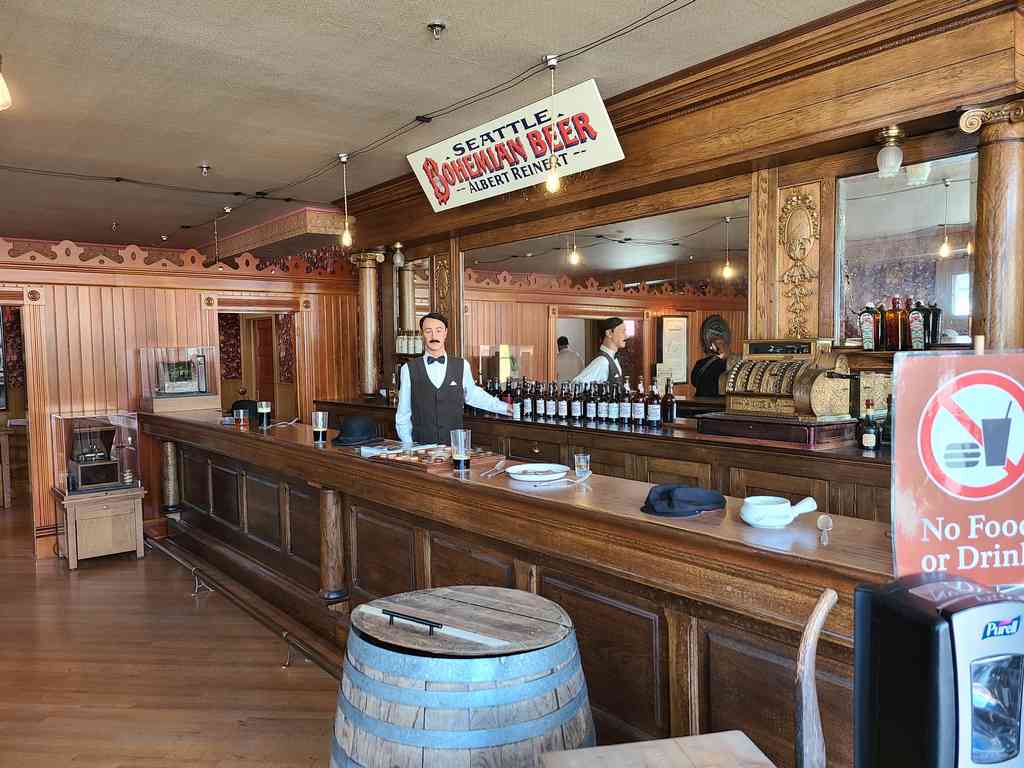 The interior of the historic Red Onion Saloon.